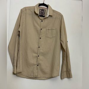 Beige Cotton Linen Plain Shirt